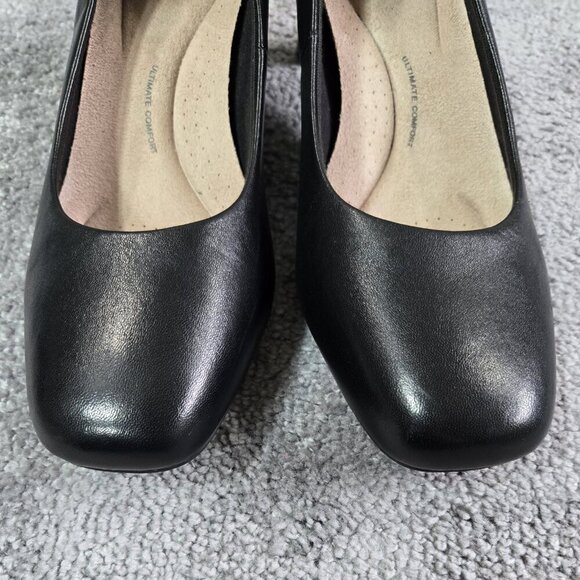 Clarks Kyndall Iris Black Mid Heel Comfort Pumps Classic Office Neutral Preppy - Picture 4 of 12